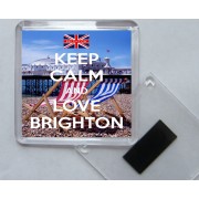 Keep Calm and Love Brighton - Square Acrylic Fridge Magnet