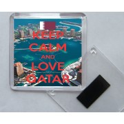 Keep Calm and Love Qatar - Square Acrylic Fridge Magnet