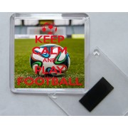 Keep Calm and Play Football - Square Acrylic Fridge Magnet