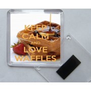 Keep Calm and Love Waffles - Square Acrylic Fridge Magnet