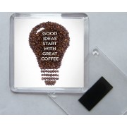 Good Ideas Start with Great Coffee - Square Acrylic Fridge Magnet