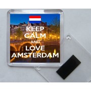 Keep Calm and Love Amsterdam - Square Acrylic Fridge Magnet