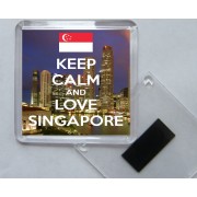 Keep Calm and Love Singapore - Square Acrylic Fridge Magnet