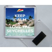 Keep Calm and Love the Seychelles - Square Acrylic Fridge Magnet