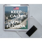 Keep Calm and Love Florida - Square Acrylic Fridge Magnet