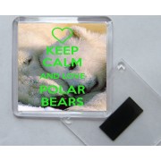 Keep Calm and Love Polar Bears - Square Acrylic Fridge Magnet