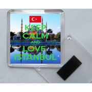Keep Calm and Love Istanbul - Square Acrylic Fridge Magnet