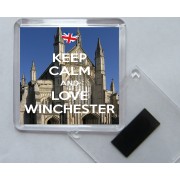 Keep Calm and Love Winchester - Square Acrylic Fridge Magnet