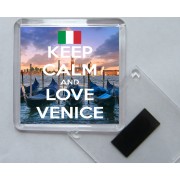 Keep Calm and Love Venice - Square Acrylic Fridge Magnet
