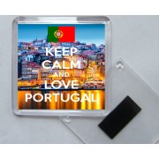 Keep Calm and Love Portugal - Square Acrylic Fridge Magnet
