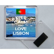 Keep Calm and Love Lisbon - Square Acrylic Fridge Magnet