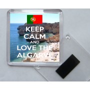 Keep Calm and Love The Algarve - Square Acrylic Fridge Magnet