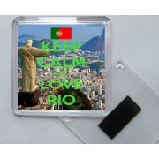 Keep Calm and Love Rio - Square Acrylic Fridge Magnet