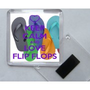 Keep Calm and Love Flip Flops - Square Acrylic Fridge Magnet