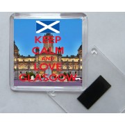 Keep Calm and Love Glasgow - Square Acrylic Fridge Magnet