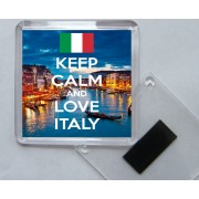 Keep Calm and Love Italy - Square Acrylic Fridge Magnet
