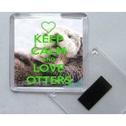 Keep Calm and Love Otters - Square Acrylic Fridge Magnet