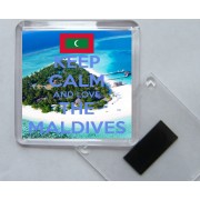 Keep Calm and Love The Maldives - Square Acrylic Fridge Magnet