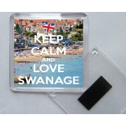Keep Calm and Love Swanage - Square Acrylic Fridge Magnet