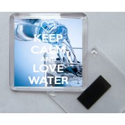 Keep Calm and Love Water - Square Acrylic Fridge Magnet