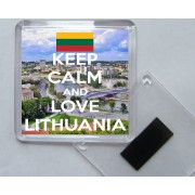 Keep Calm and Love Lithuania - Square Acrylic Fridge Magnet
