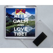Keep Calm and Love Tibet - Square Acrylic Fridge Magnet