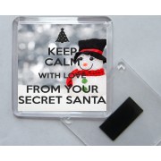 Keep Calm with Love From Your Secret Santa - Square Acrylic Fridge Magnet