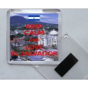 Keep Calm and Love El Salvador - Square Acrylic Fridge Magnet