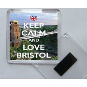 Keep Calm and Love Bristol - Square Acrylic Fridge Magnet