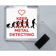 Keep Calm and Love Metal Detecting - Square Acrylic Fridge Magnet