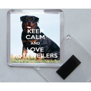 Keep Calm and Love Rottweilers - Square Acrylic Fridge Magnet