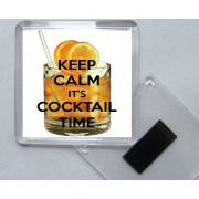 Keep Calm It's Cocktail Time - Square Acrylic Fridge Magnet