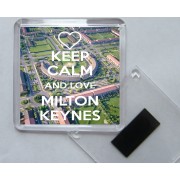 Keep Calm and Love Milton Keynes - Square Acrylic Fridge Magnet