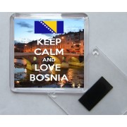 Keep Calm and Love Bosnia - Square Acrylic Fridge Magnet