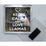 Keep Calm and Love Llamas - Square Acrylic Fridge Magnet
