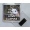 Keep Calm and Love Llamas - Square Acrylic Fridge Magnet