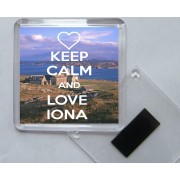 Keep Calm and Love Iona - Square Acrylic Fridge Magnet