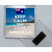 Keep Calm and Love Anguilla - Square Acrylic Fridge Magnet