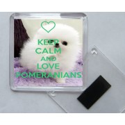 Keep Calm and Love Pomeranians - Square Acrylic Fridge Magnet