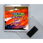 Keep Calm and Love Lobsters - Square Acrylic Fridge Magnet