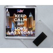 Keep Calm and Love Las Vegas - Square Acrylic Fridge Magnet