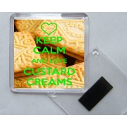 Keep Calm and Love Custard Creams - Square Acrylic Fridge Magnet