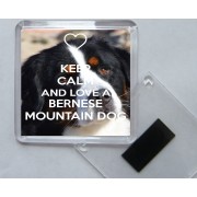 Keep Calm and Love a Bernese Mountain Dog - Square Acrylic Fridge Magnet