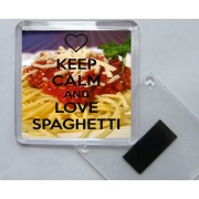 Keep Calm and Love Spaghetti - Square Acrylic Fridge Magnet