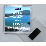Keep Calm and Love Tasmania - Square Acrylic Fridge Magnet