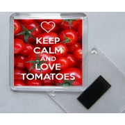 Keep Calm and Love Tomatoes - Square Acrylic Fridge Magnet