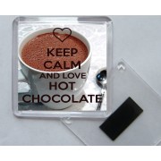 Keep Calm and Love Hot Chocolate - Square Acrylic Fridge Magnet