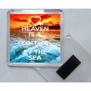 Heaven is a Cottage by the Sea - Square Acrylic Fridge Magnet