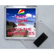 Keep Calm and Love The Seychelles - Square Acrylic Fridge Magnet