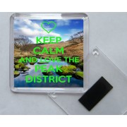 Keep Calm and Love The Peak District - Square Acrylic Fridge Magnet